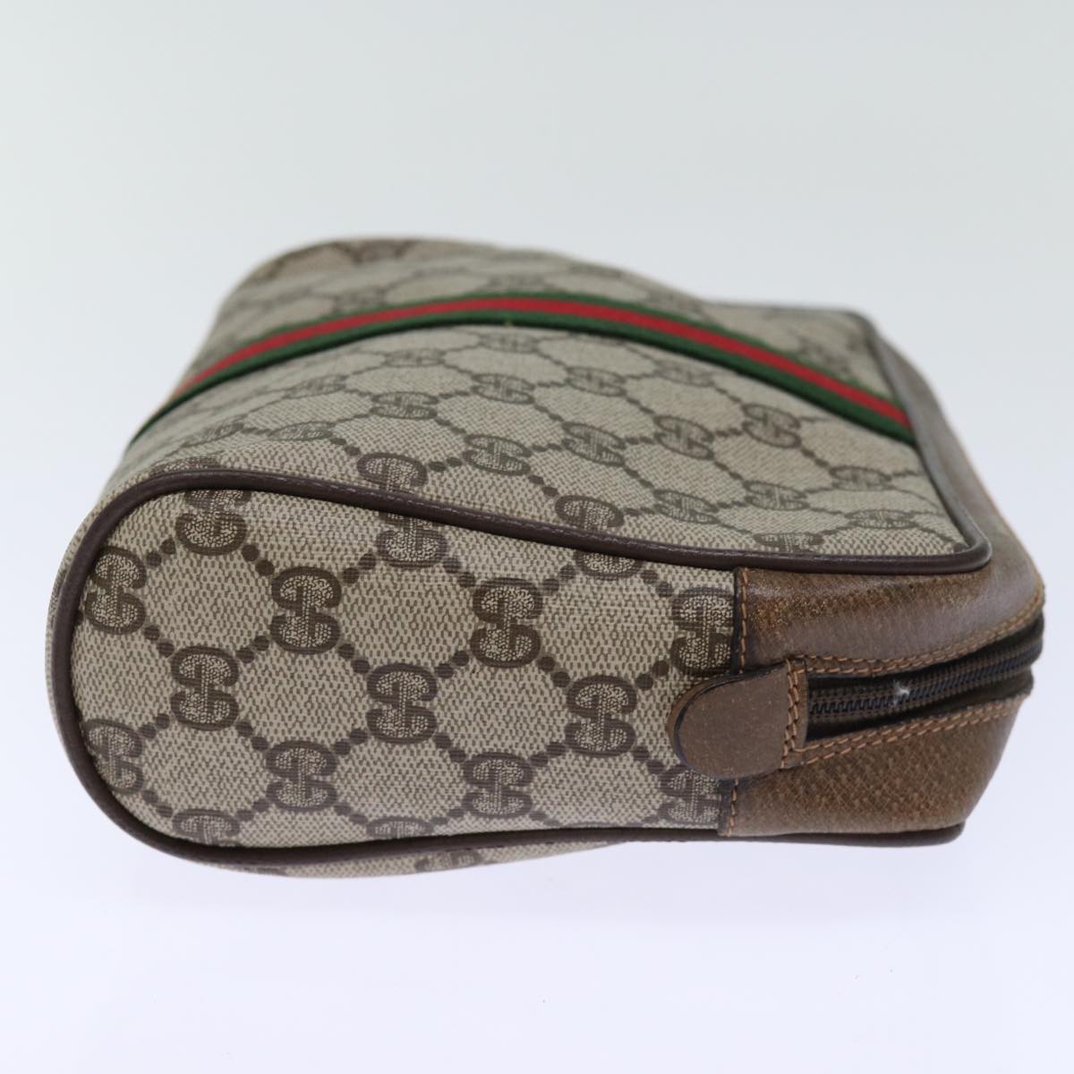 GUCCI GG Supreme Web Sherry Line Clutch Bag PVC Beige Red 89 01 012 yk12641
