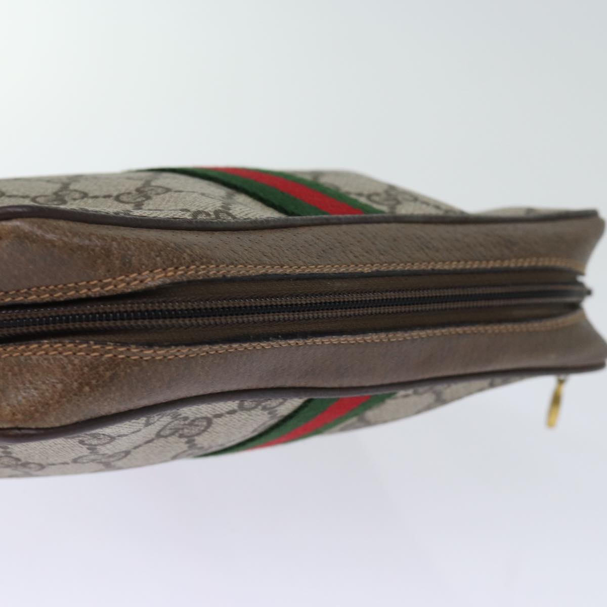 GUCCI GG Supreme Web Sherry Line Clutch Bag PVC Beige Red 89 01 012 yk12641