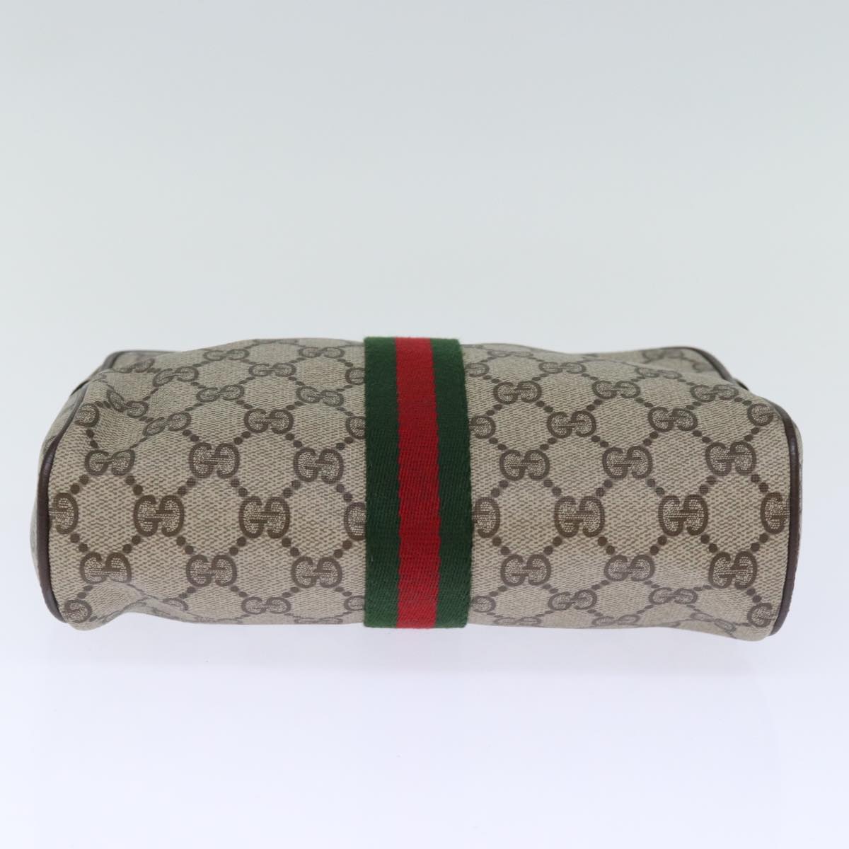 GUCCI GG Supreme Web Sherry Line Clutch Bag PVC Beige Red 89 01 012 yk12641