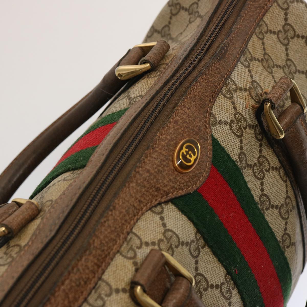 GUCCI GG Supreme Web Sherry Line Boston Bag PVC Beige Red Green yk12659