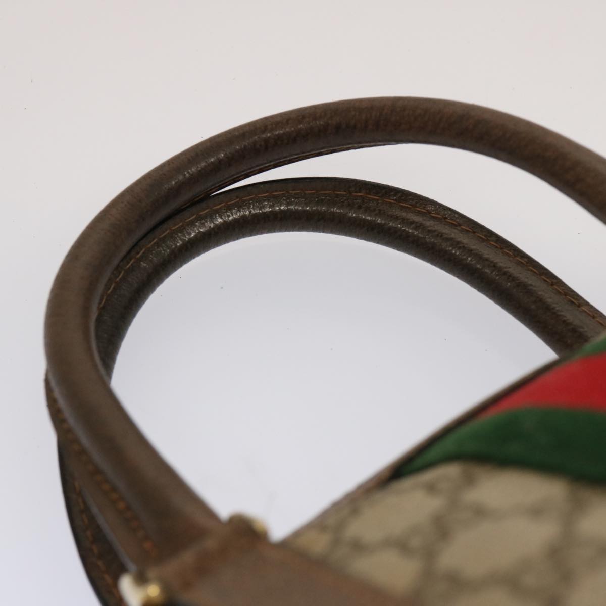 GUCCI GG Supreme Web Sherry Line Boston Bag PVC Beige Red Green yk12659