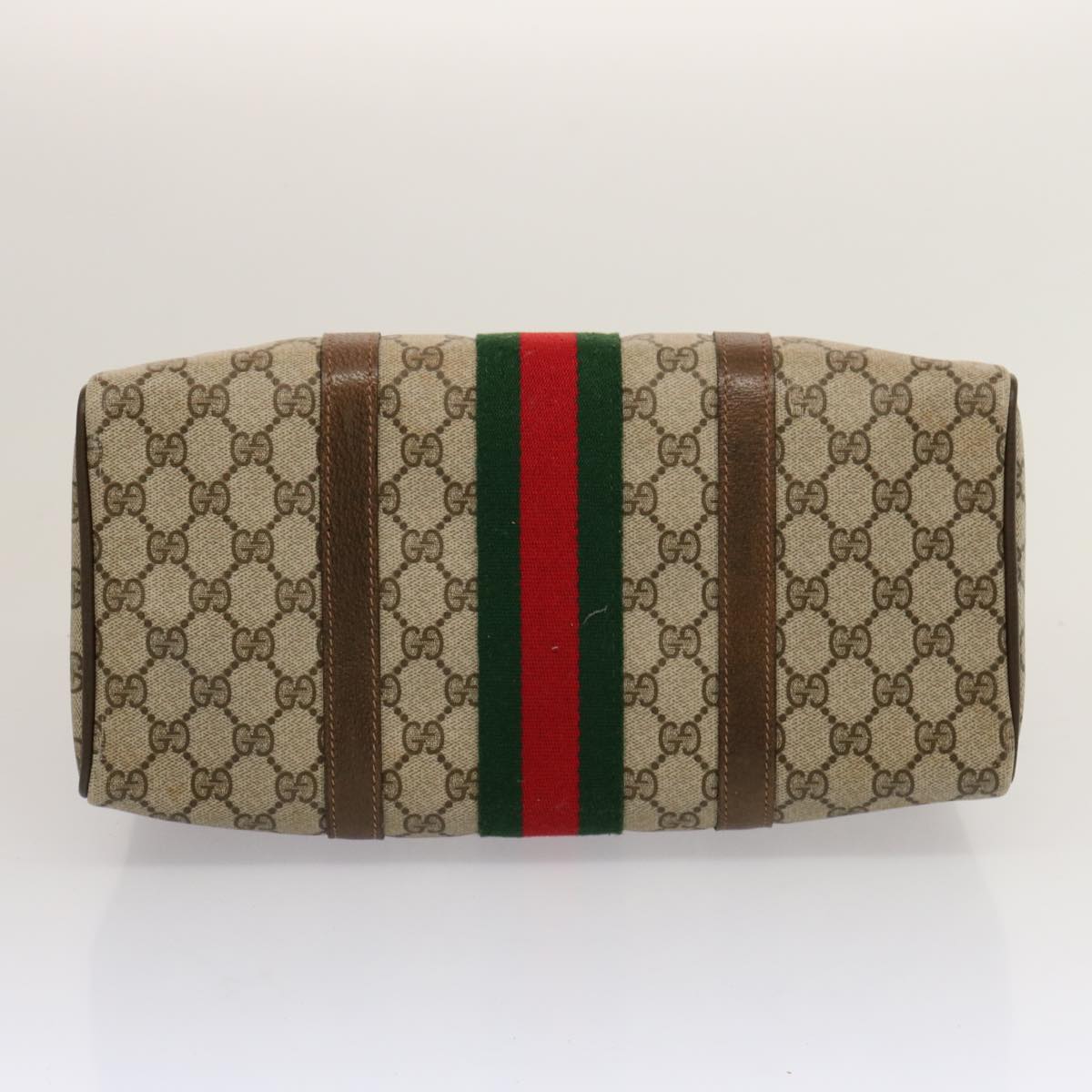 GUCCI GG Supreme Web Sherry Line Boston Bag PVC Beige Red Green yk12659