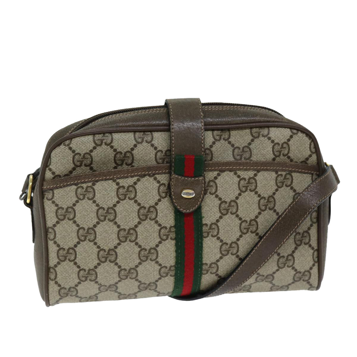 GUCCI GG Supreme Web Sherry Line Shoulder Bag Red Beige 10 02 055 yk12671