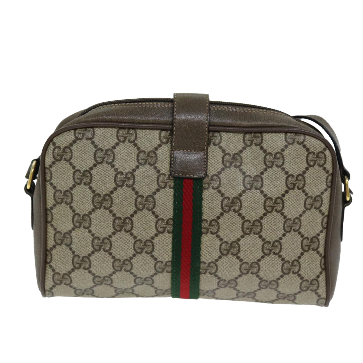 GUCCI GG Supreme Web Sherry Line Shoulder Bag Red Beige 10 02 055 yk12671