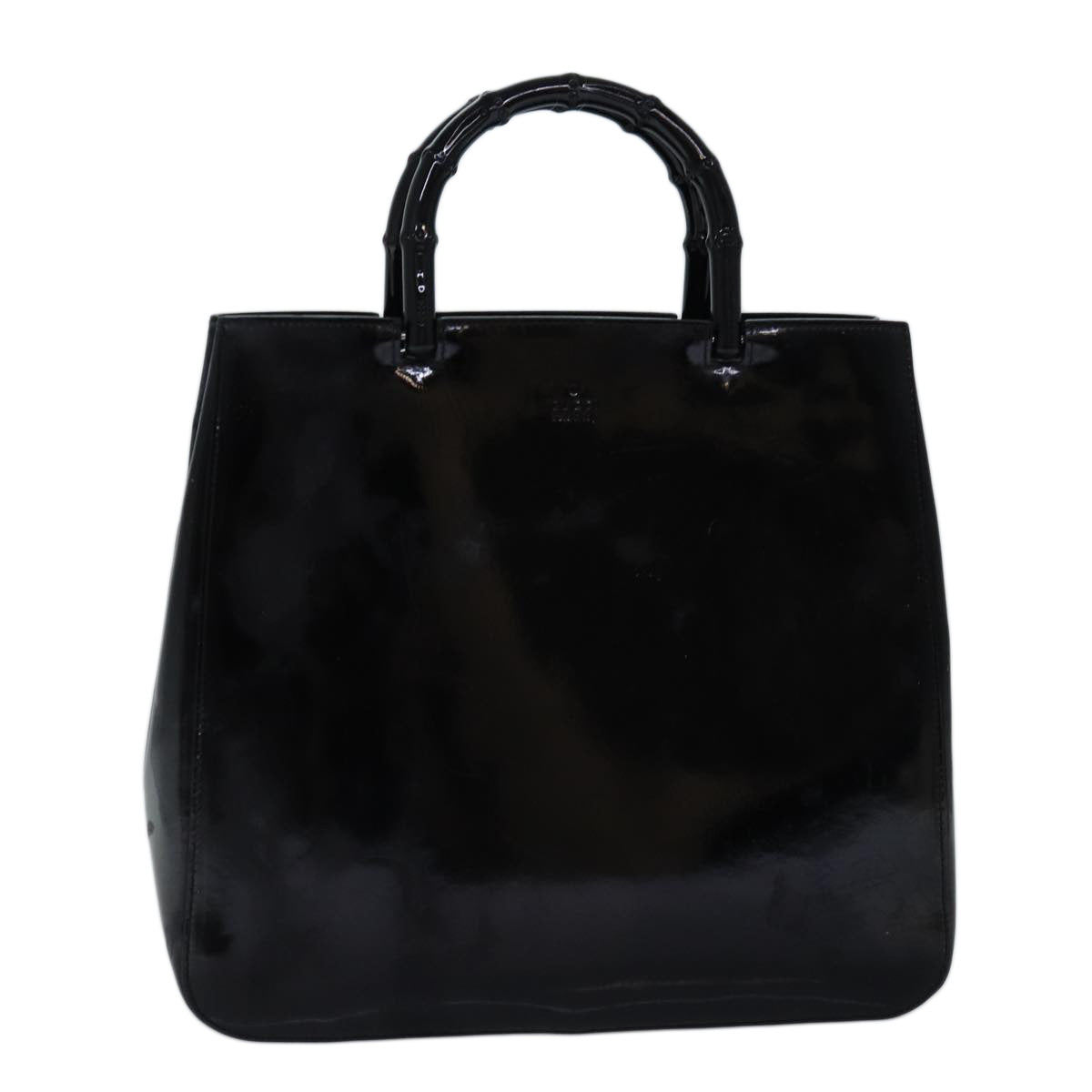 GUCCI Bamboo Hand Bag Enamel Black 002 1060 yk12681