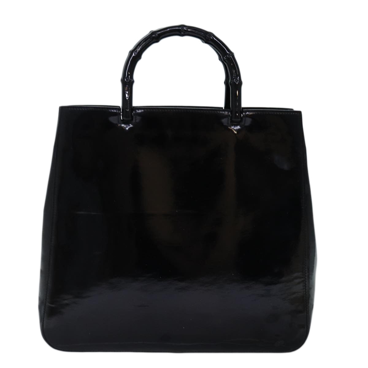 GUCCI Bamboo Hand Bag Enamel Black 002 1060 yk12681