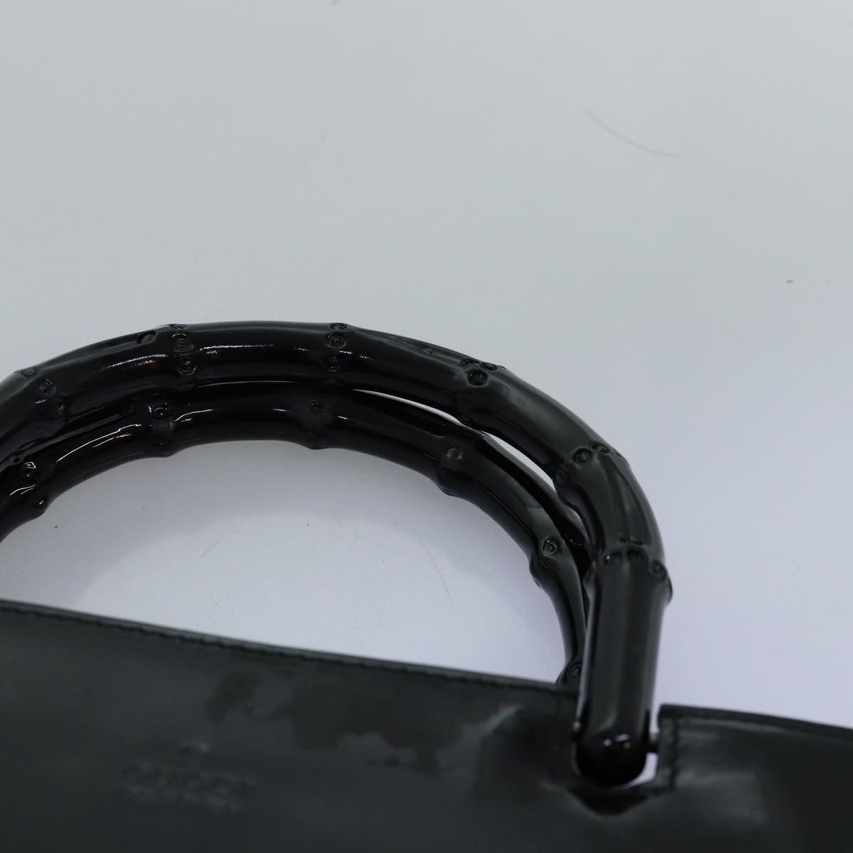 GUCCI Bamboo Hand Bag Enamel Black 002 1060 yk12681