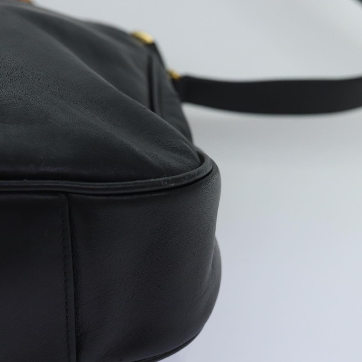 GUCCI Bamboo Hand Bag Leather 2way Black 001 1638 yk12693