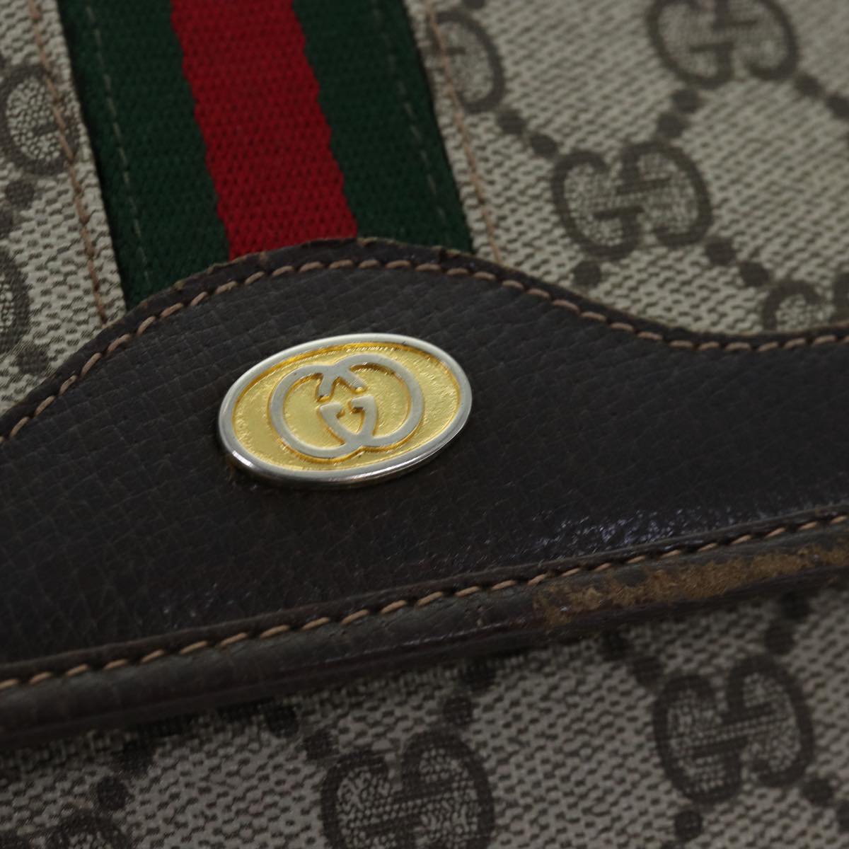 GUCCI GG Supreme Web Sherry Line Shoulder Bag PVC Beige Red Green yk12734