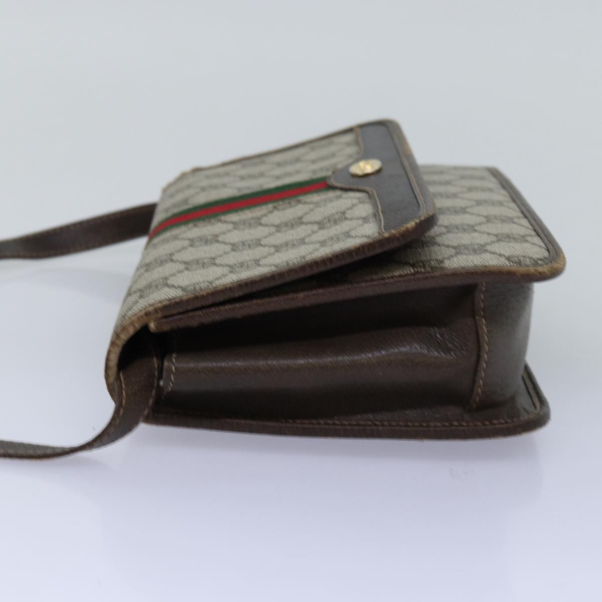 GUCCI GG Supreme Web Sherry Line Shoulder Bag PVC Beige Red Green yk12734