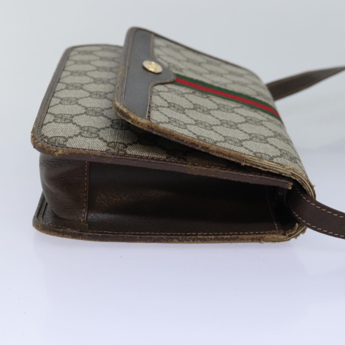 GUCCI GG Supreme Web Sherry Line Shoulder Bag PVC Beige Red Green yk12734