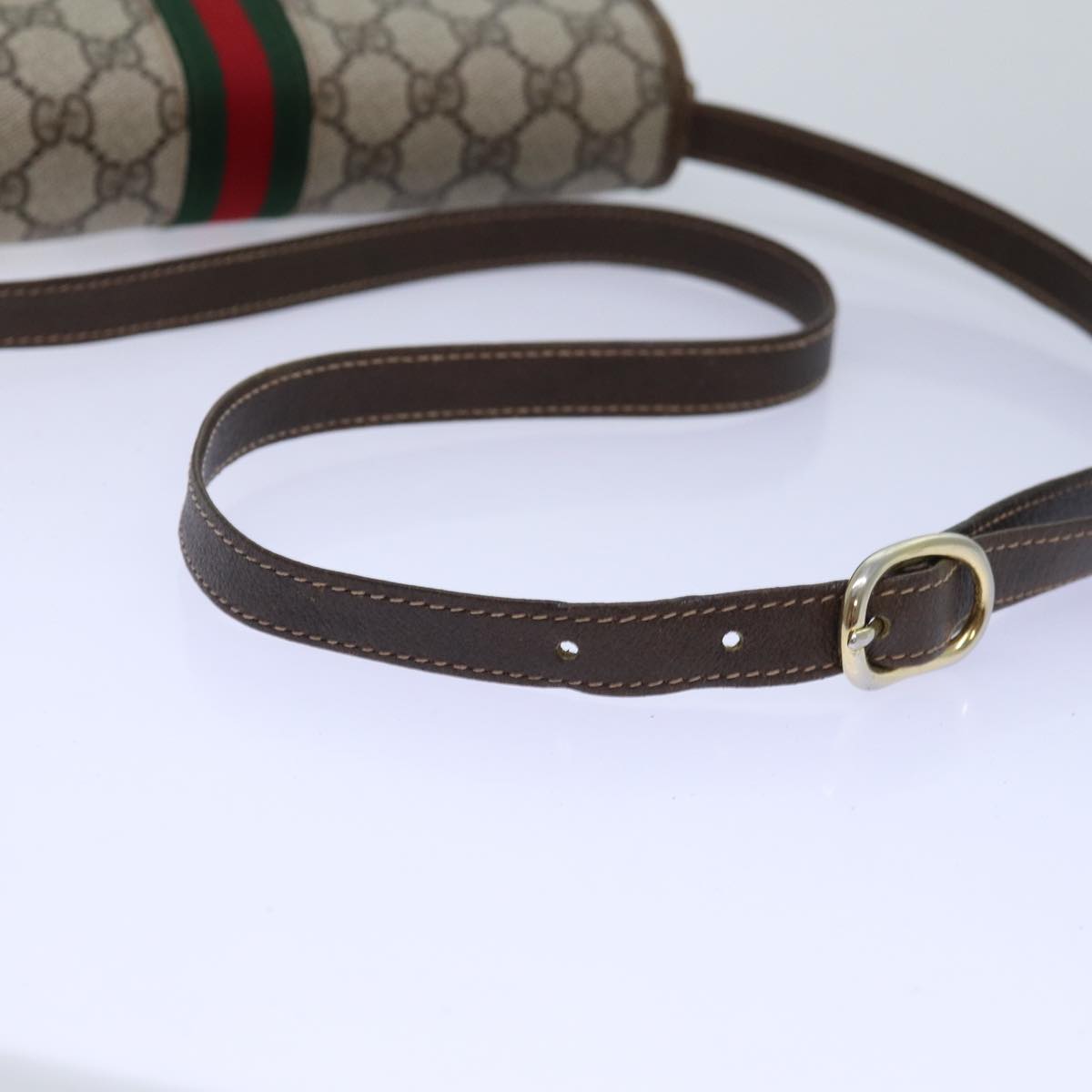 GUCCI GG Supreme Web Sherry Line Shoulder Bag PVC Beige Red Green yk12734