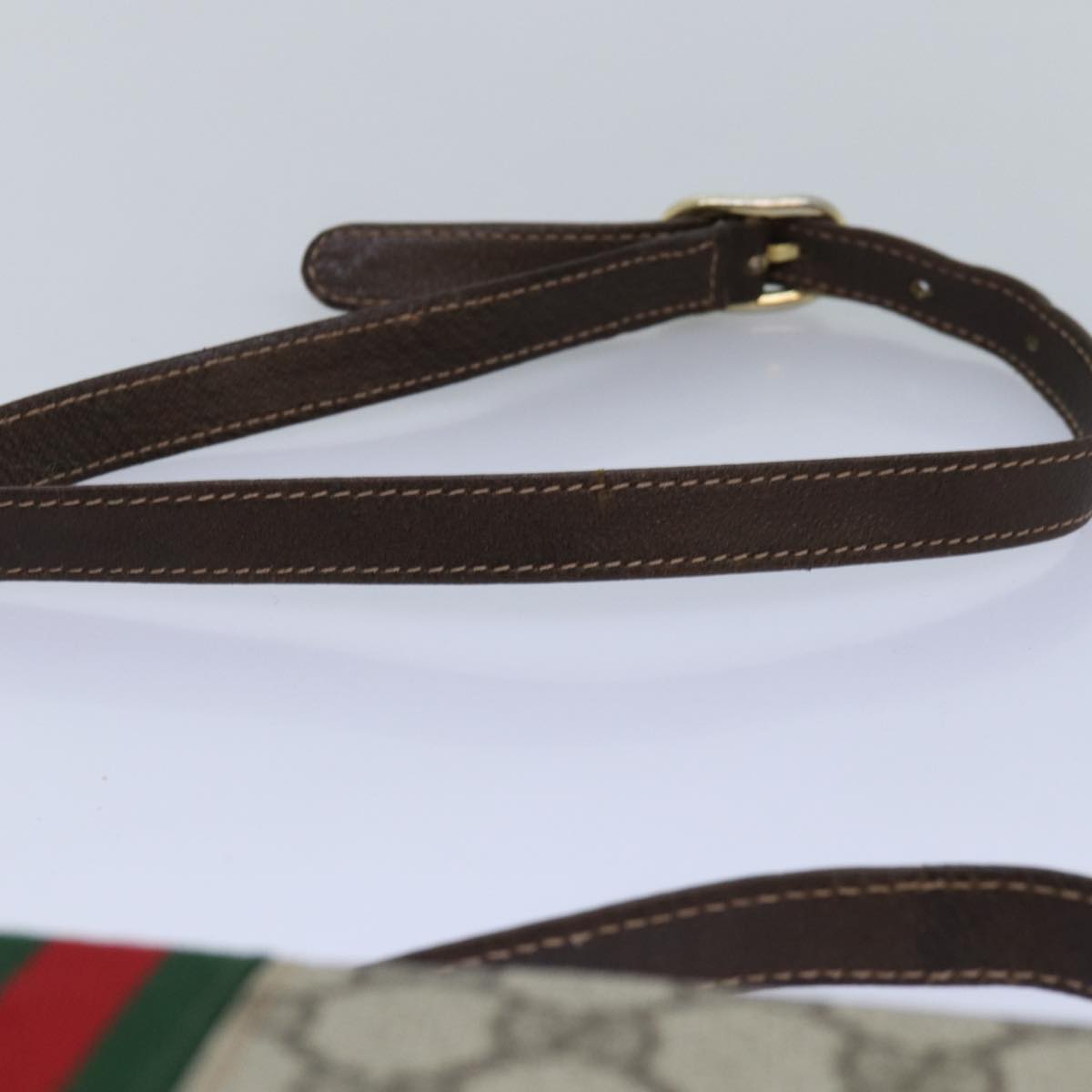 GUCCI GG Supreme Web Sherry Line Shoulder Bag PVC Beige Red Green yk12734