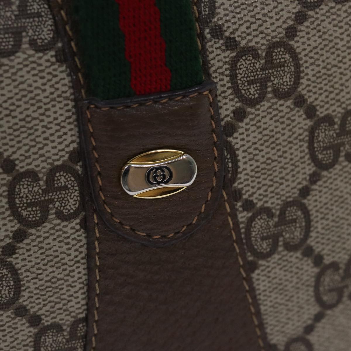 GUCCI GG Supreme Web Sherry Line Clutch Bag PVC Beige Red 89 01 034 yk12747