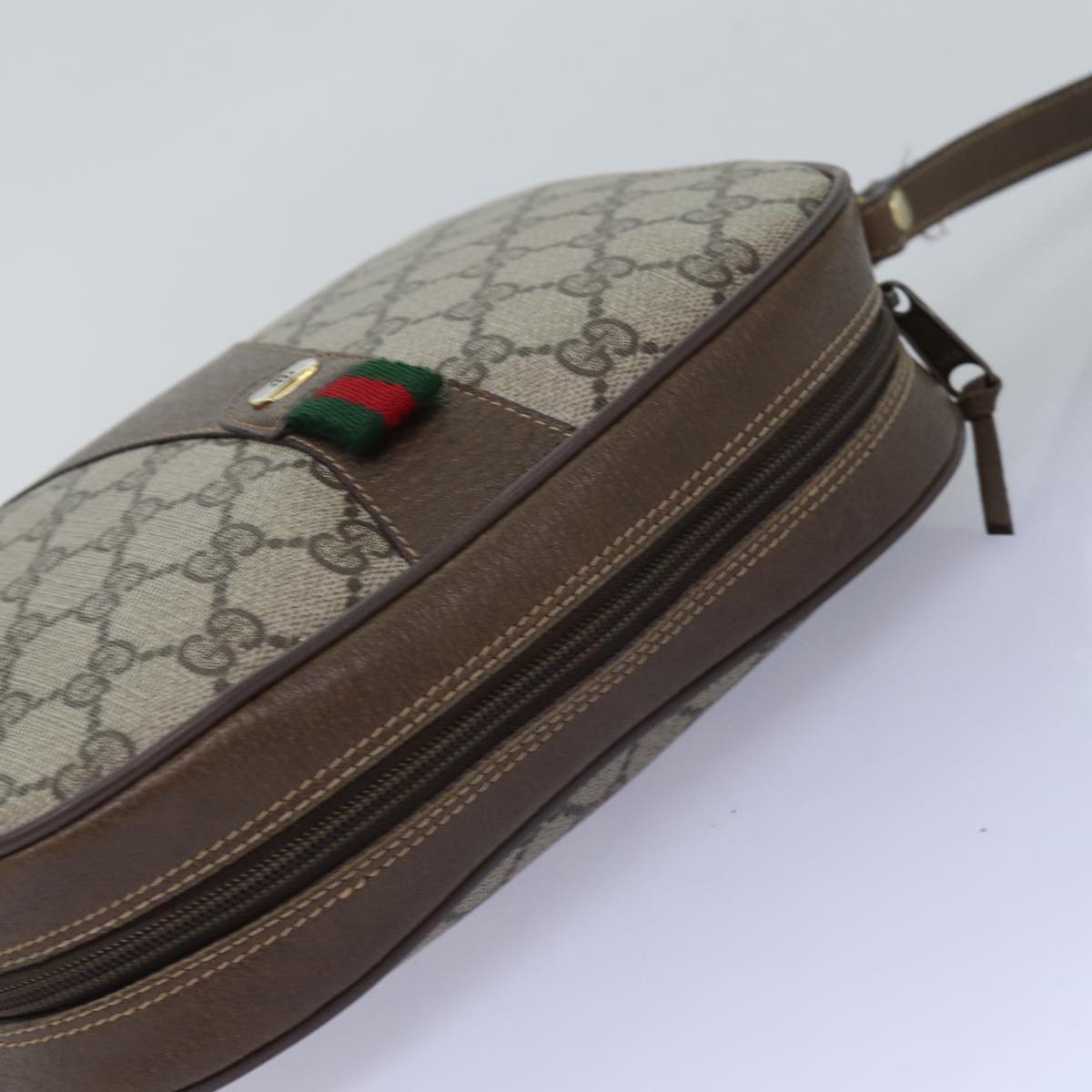 GUCCI GG Supreme Web Sherry Line Clutch Bag PVC Beige Red 89 01 034 yk12747