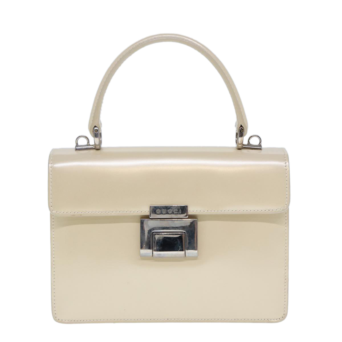 GUCCI Hand Bag Enamel 2way Beige yk12770