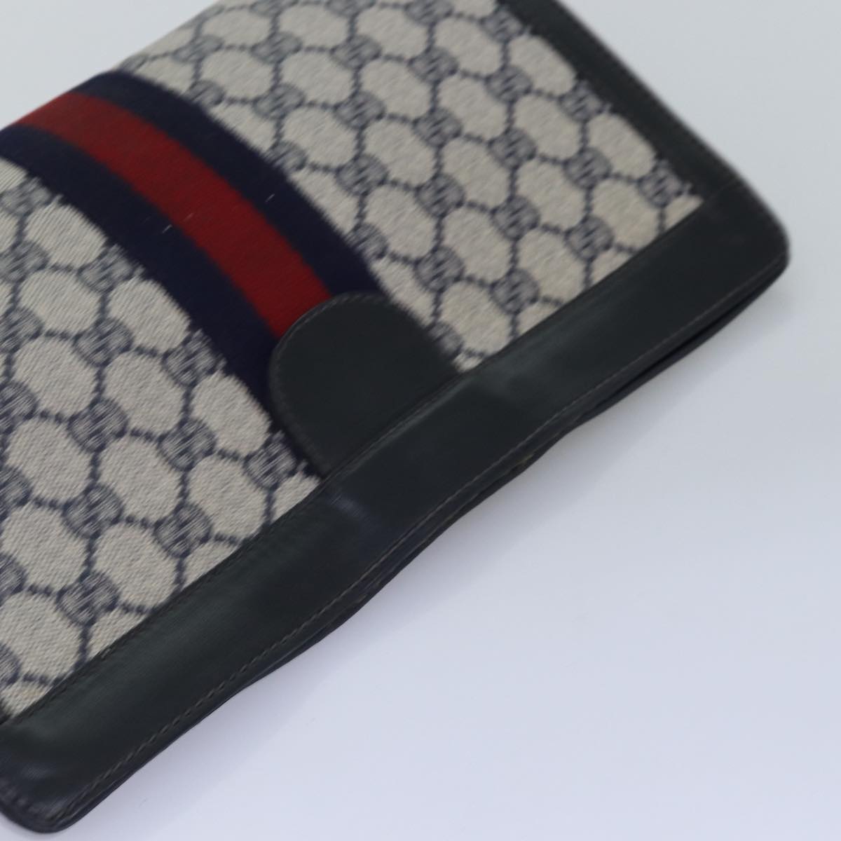 GUCCI GG Supreme Sherry Line Clutch Bag PVC Navy Red 67 014 2125 yk12776