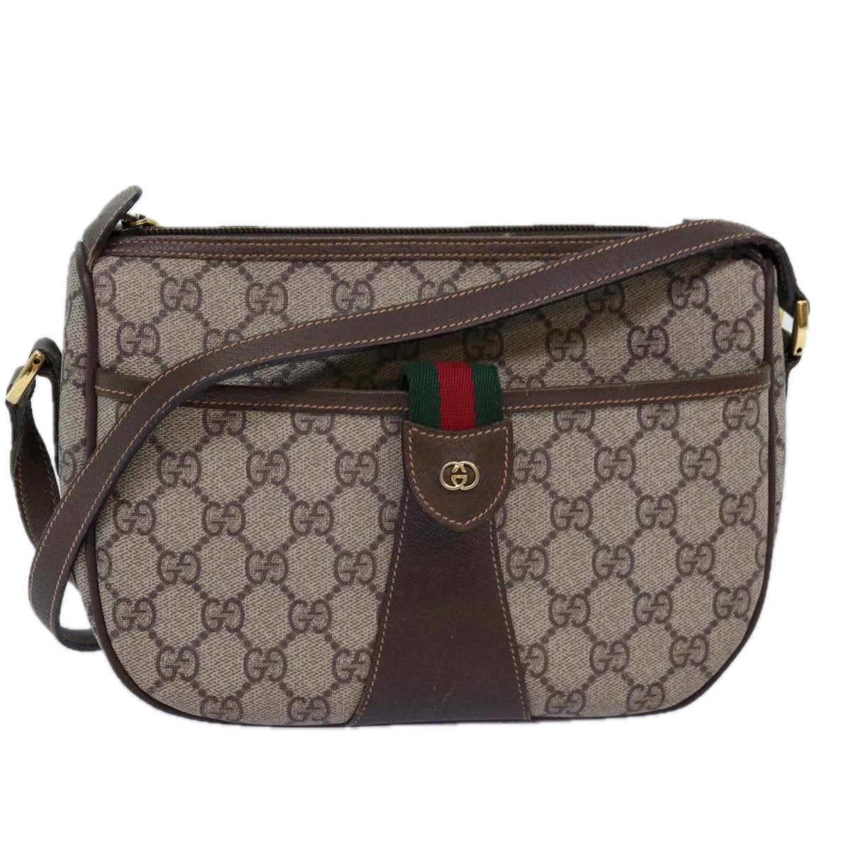 GUCCI GG Supreme Web Sherry Line Shoulder Bag Beige Red 001 123 yk12792