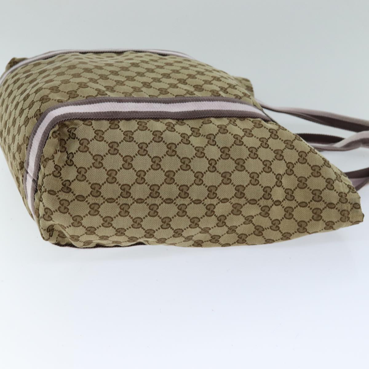 GUCCI GG Canvas Sherry Line Tote Bag Pink Beige 189669 yk12855