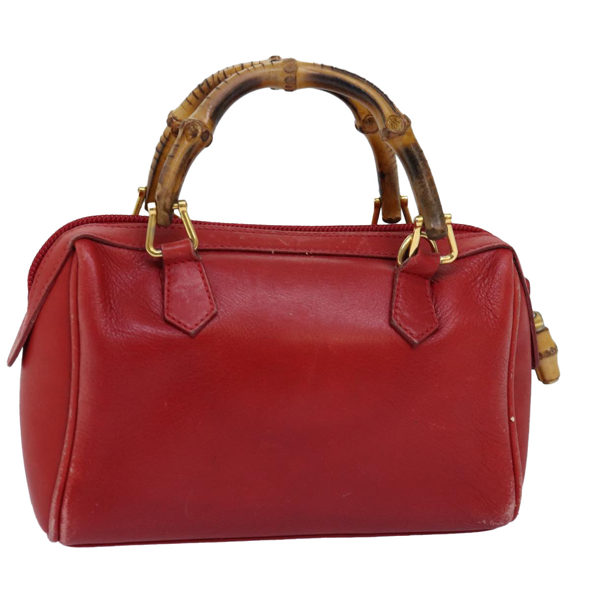 GUCCI Bamboo Hand Bag Leather Red 007 122 0232 yk12871