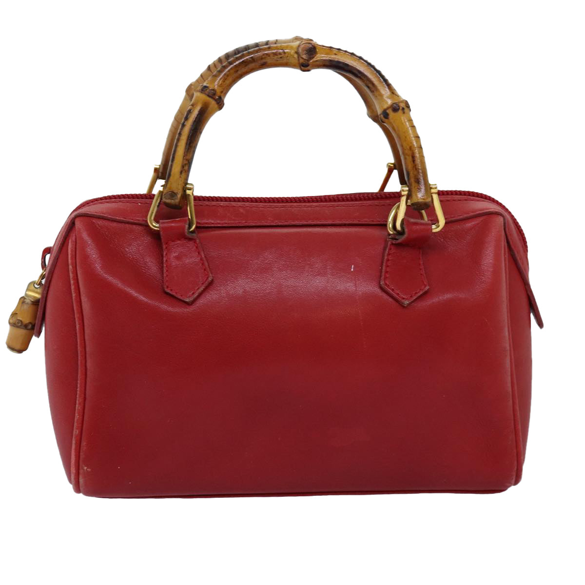 GUCCI Bamboo Hand Bag Leather Red 007 122 0232 yk12871