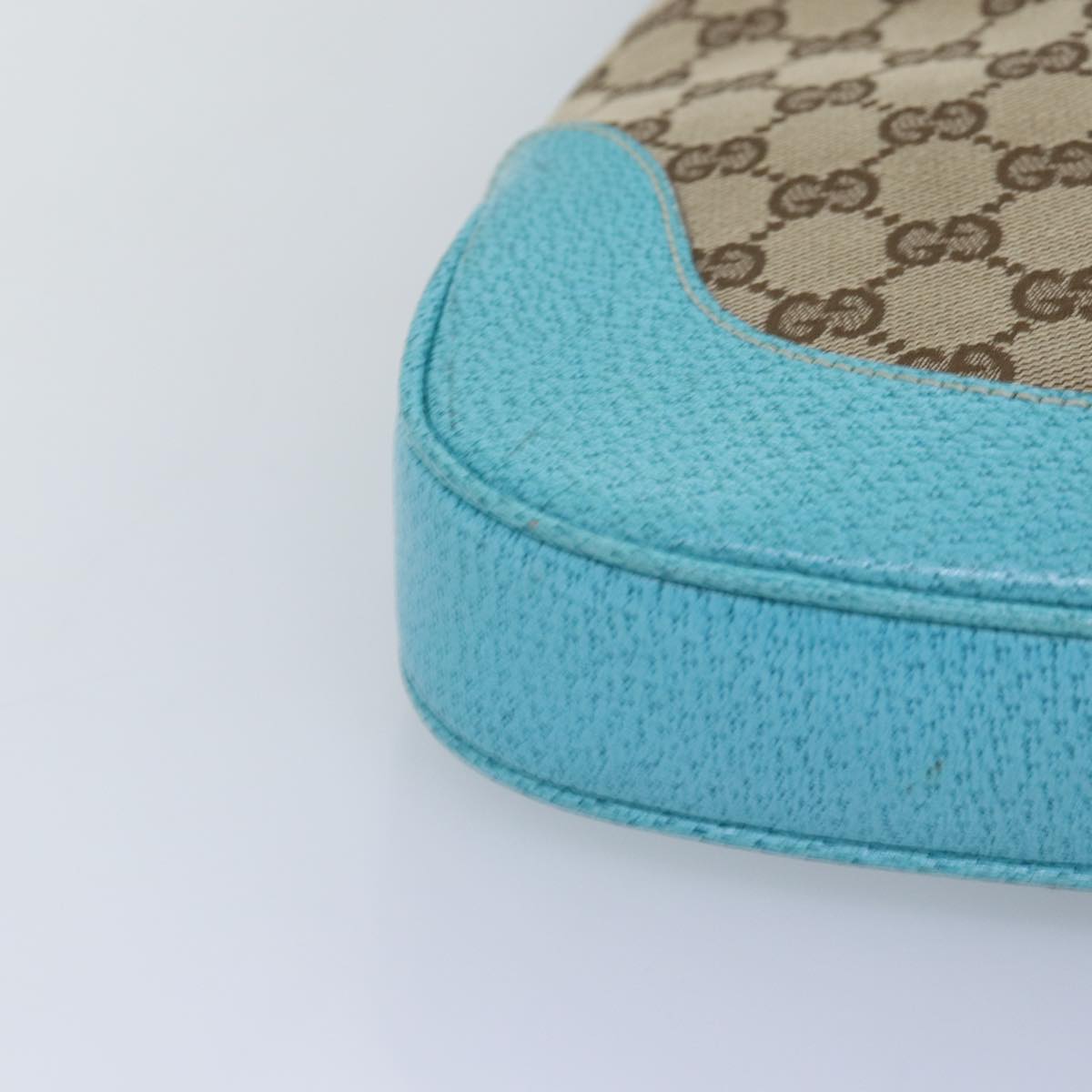 GUCCI Jackie GG Canvas Shoulder Bag Light Blue Beige 00963 yk12888A