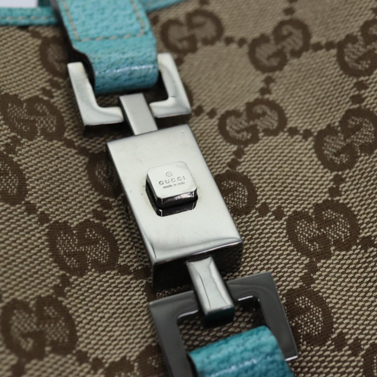 GUCCI Jackie GG Canvas Shoulder Bag Light Blue Beige 00963 yk12888A