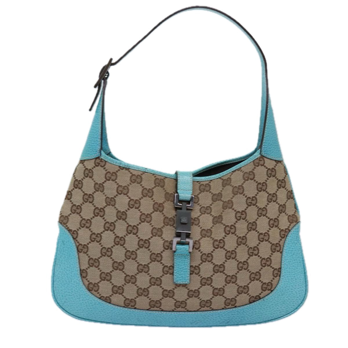 GUCCI Jackie GG Canvas Shoulder Bag Light Blue Beige 00963 yk12888A