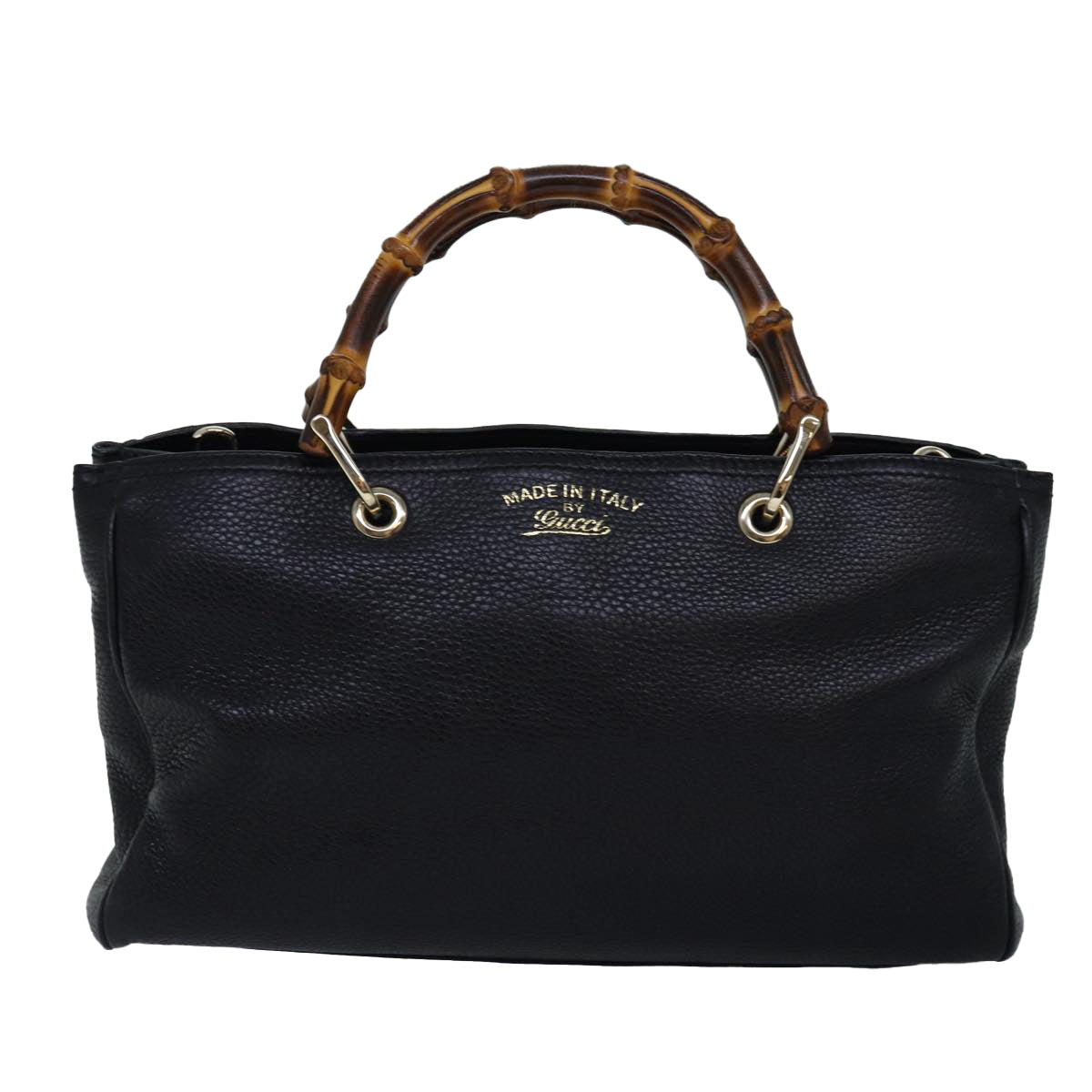 GUCCI Bamboo Swing Hand Bag Leather 2way Black 323660 yk12954