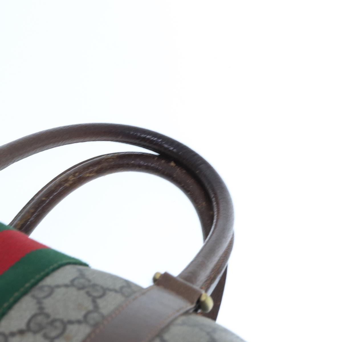 GUCCI GG Supreme Web Sherry Line Boston Bag PVC Beige Red 98 02 007 yk13015