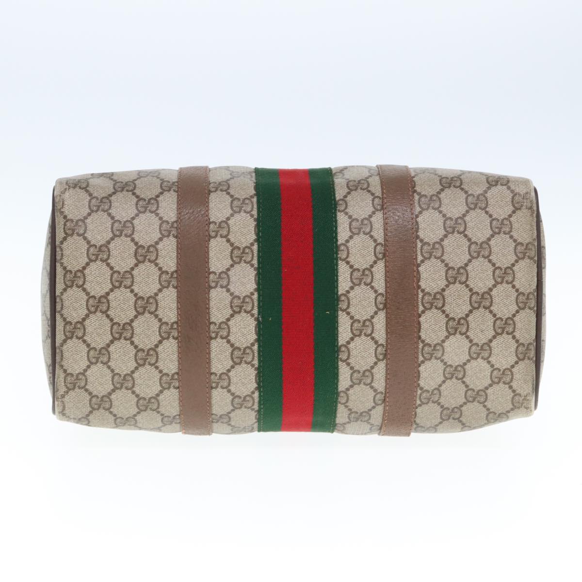 GUCCI GG Supreme Web Sherry Line Boston Bag PVC Beige Red 98 02 007 yk13015