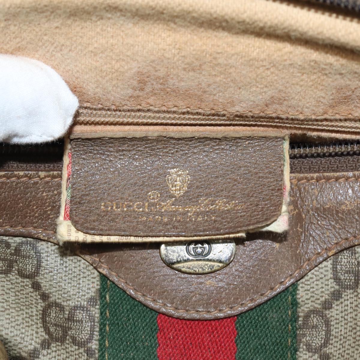 GUCCI GG Supreme Web Sherry Line Boston Bag PVC Beige Red 98 02 007 yk13015