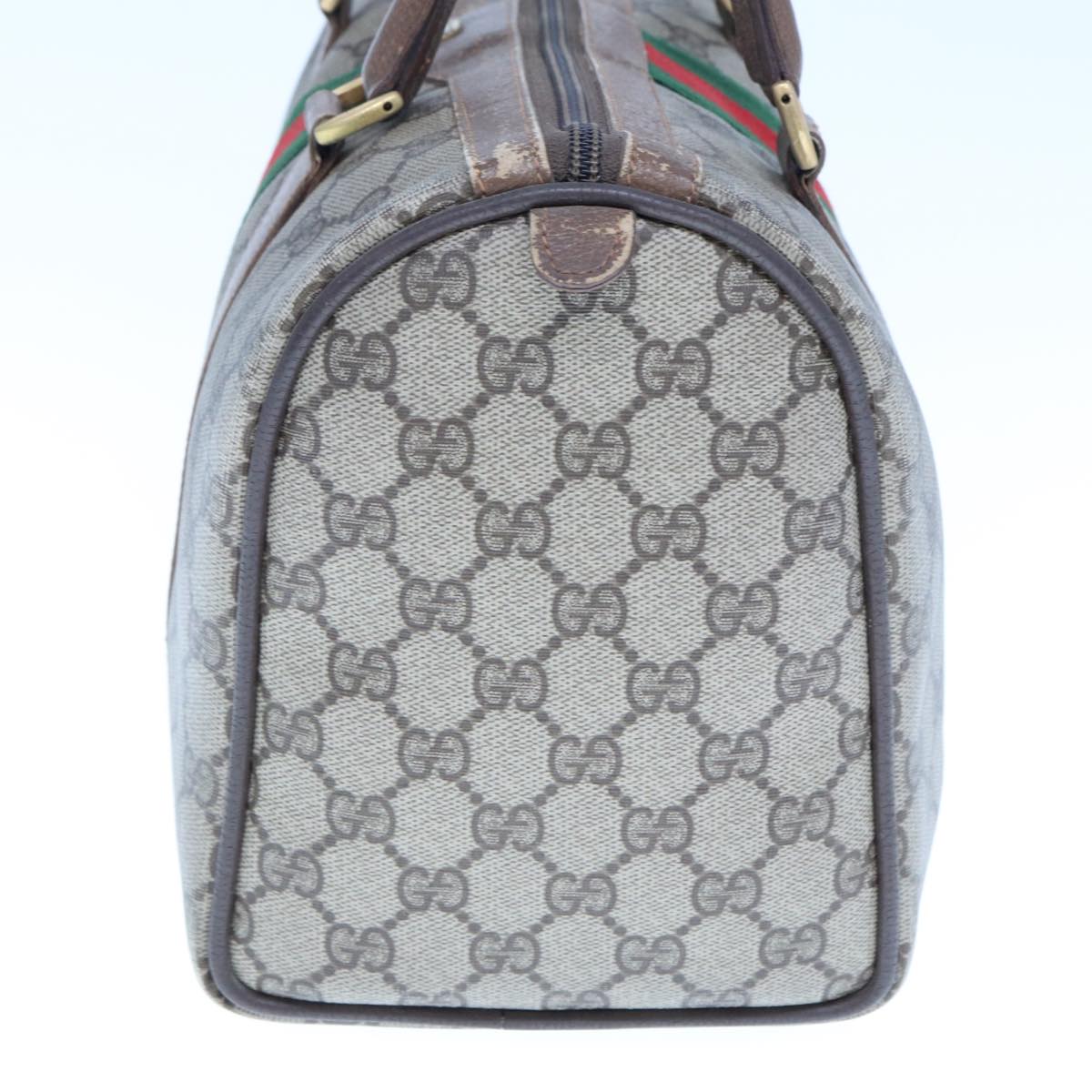 GUCCI GG Supreme Web Sherry Line Boston Bag PVC Beige Red 98 02 007 yk13015