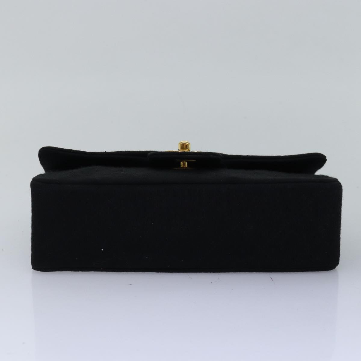 CHANEL Matelasse Turn Lock Chain Bag Cotton Vintage Black CC yk13023