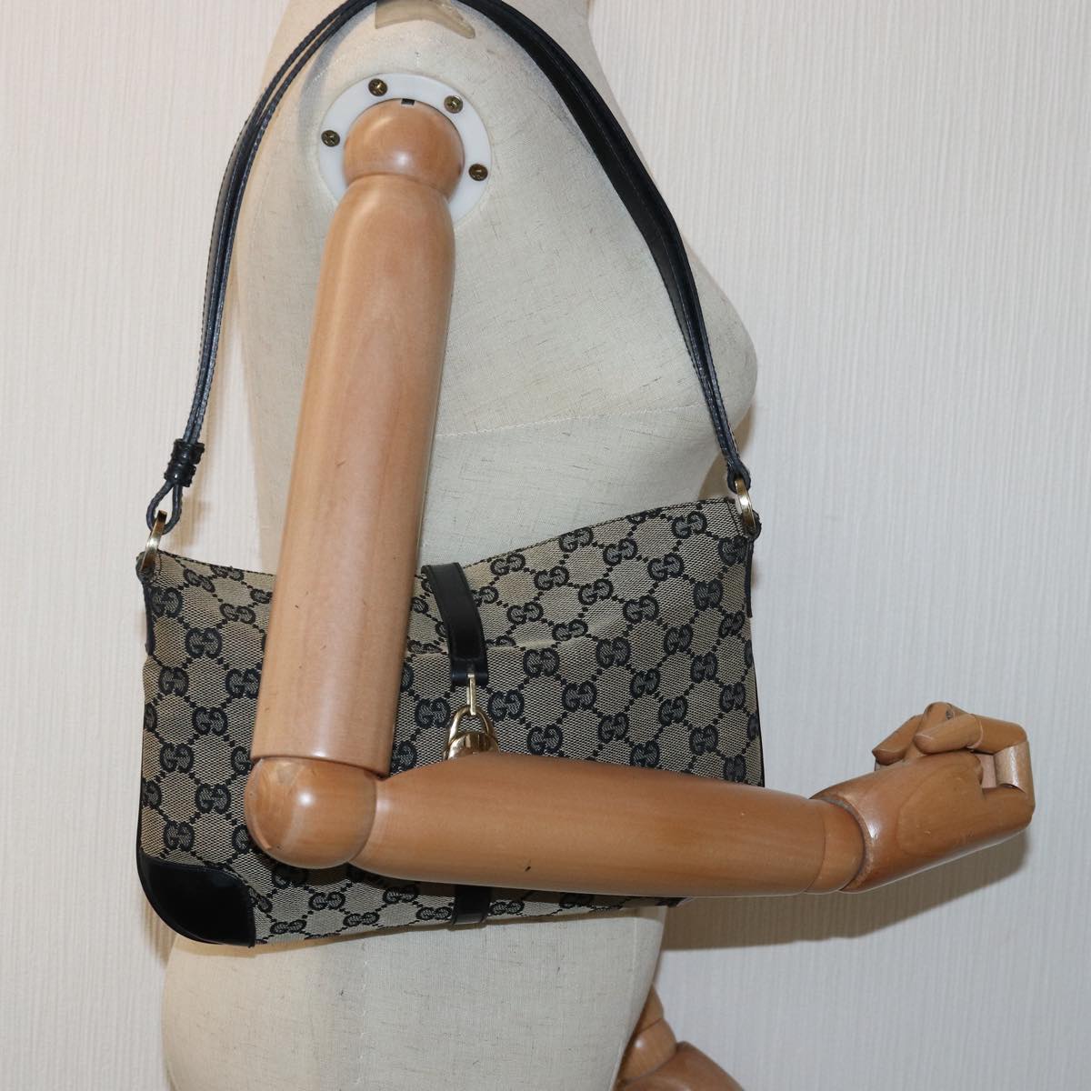 GUCCI Jackie GG Canvas Shoulder Bag Beige 001 4147 yk13038