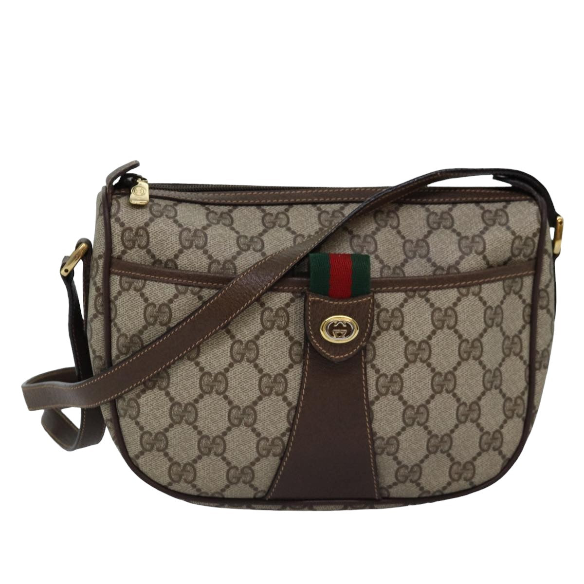 GUCCI GG Supreme Web Sherry Line Shoulder Bag PVC Beige 89 02 032 yk13060