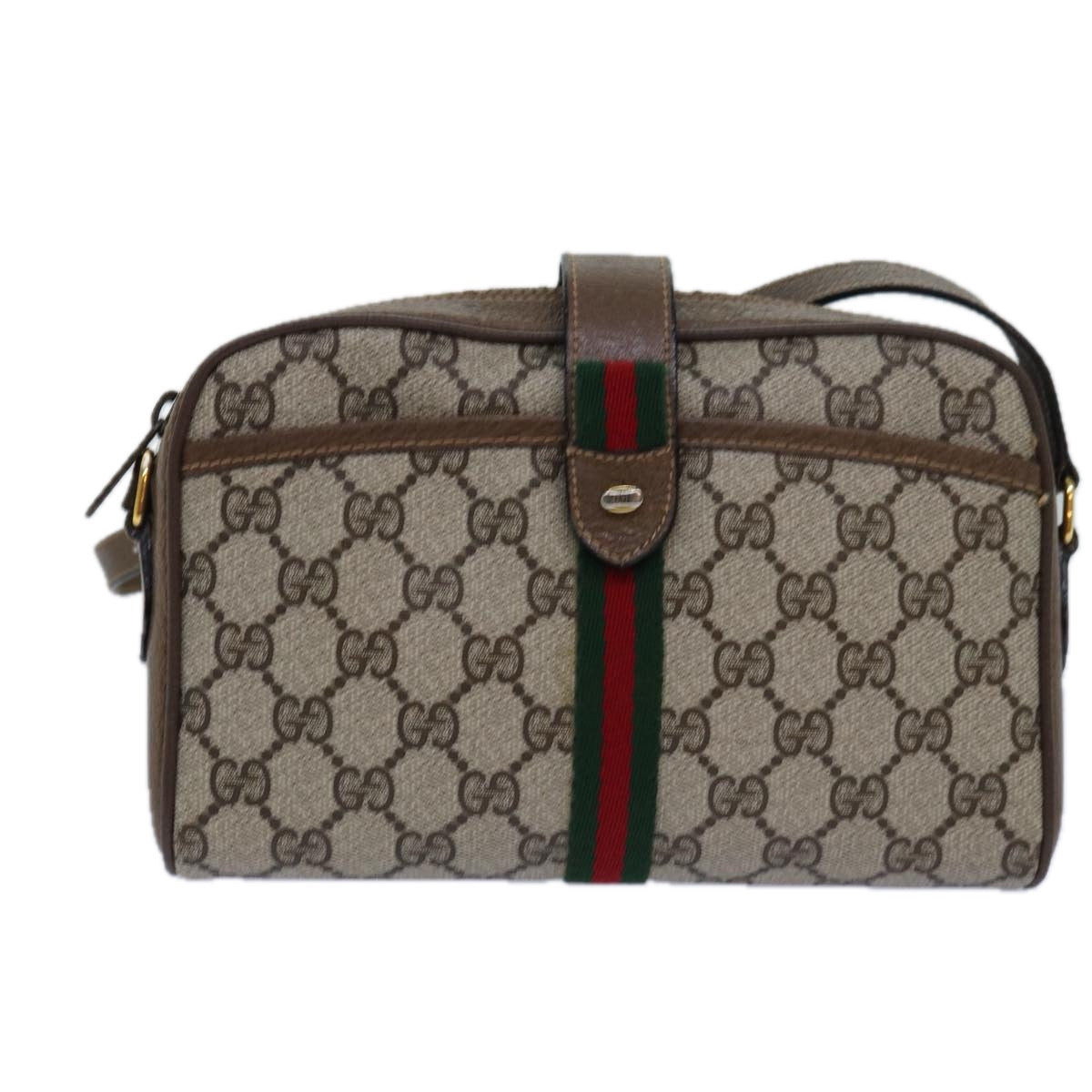 GUCCI GG Supreme Web Sherry Line Shoulder Bag PVC Beige 89 02 055 yk13076