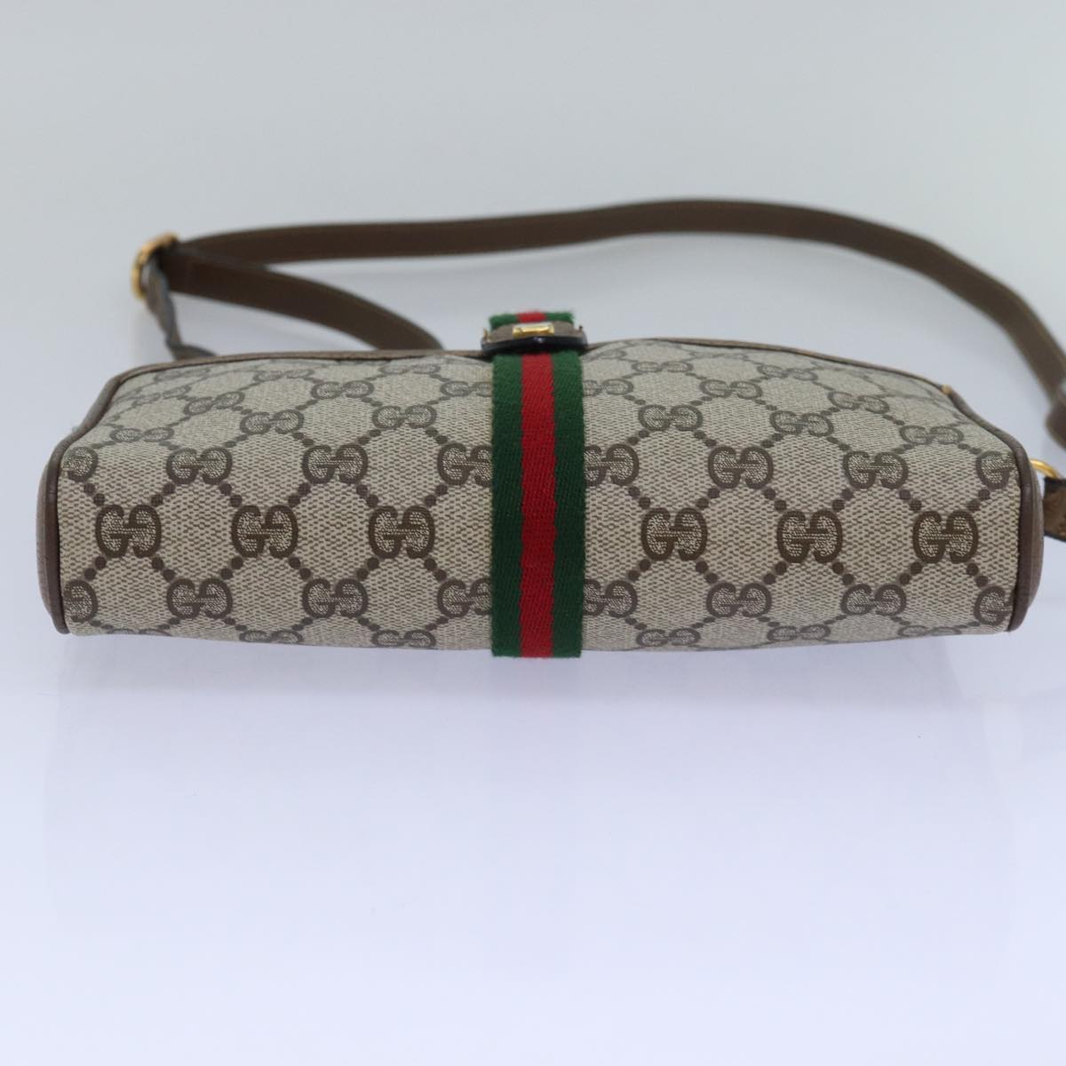GUCCI GG Supreme Web Sherry Line Shoulder Bag PVC Beige 89 02 055 yk13076