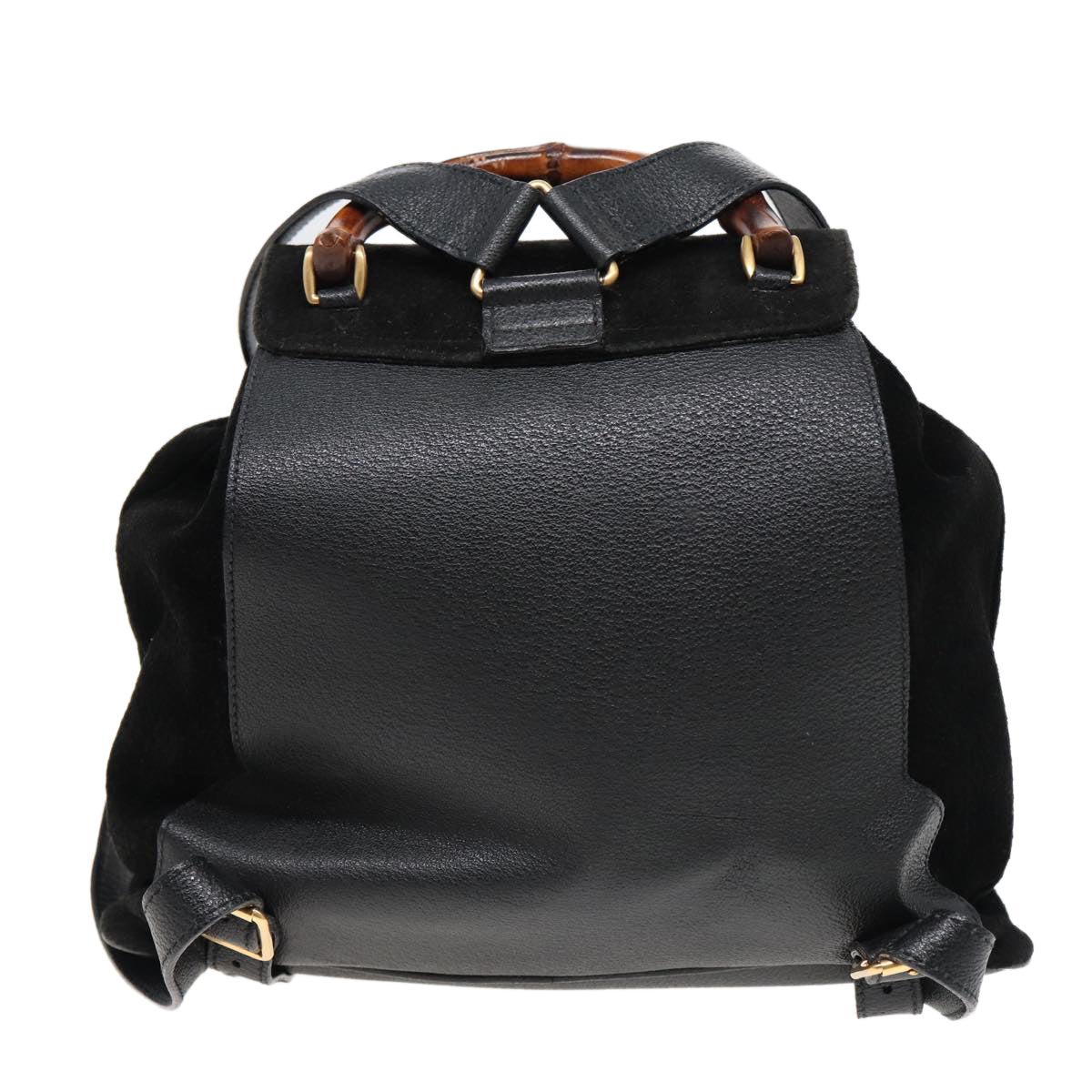 GUCCI Bamboo Shoulder Bag Suede Black 003 2058 0016 yk13089