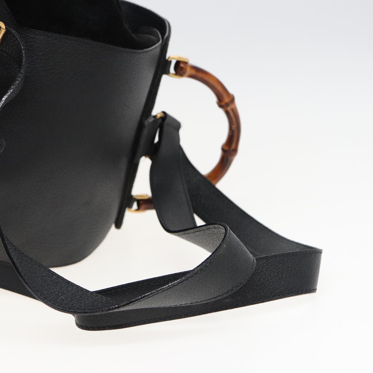 GUCCI Bamboo Shoulder Bag Suede Black 003 2058 0016 yk13089