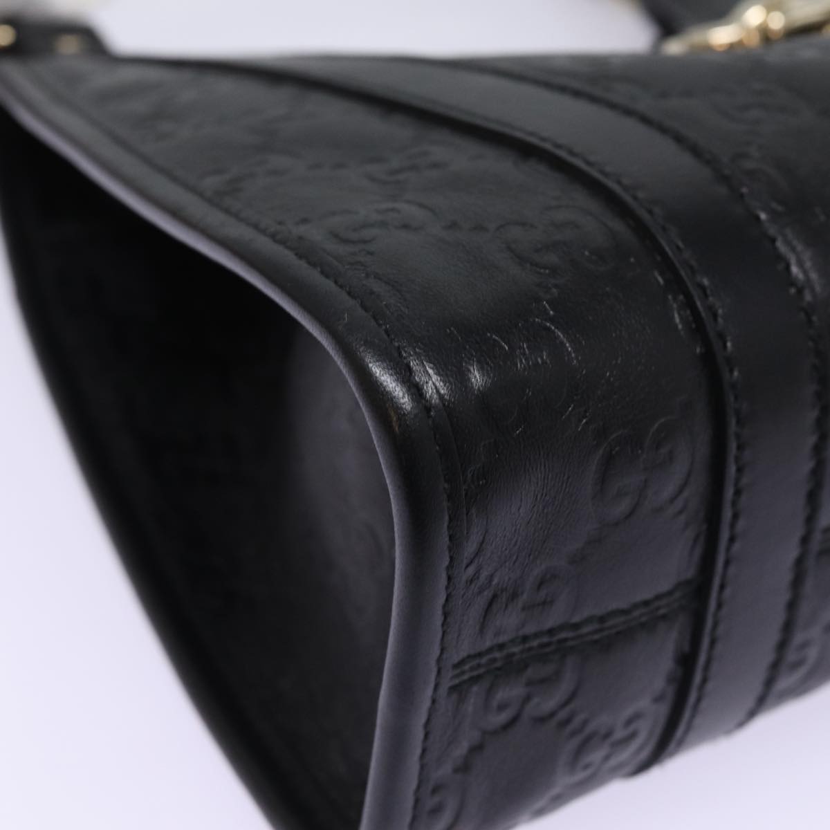 GUCCI Jackie GG Canvas Guccissima Hand Bag Black 203495 yk13098