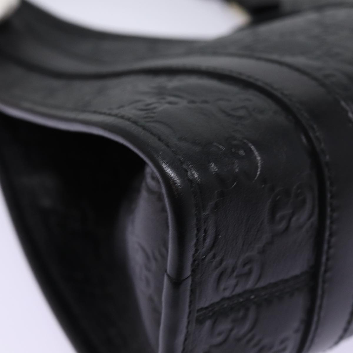 GUCCI Jackie GG Canvas Guccissima Hand Bag Black 203495 yk13098