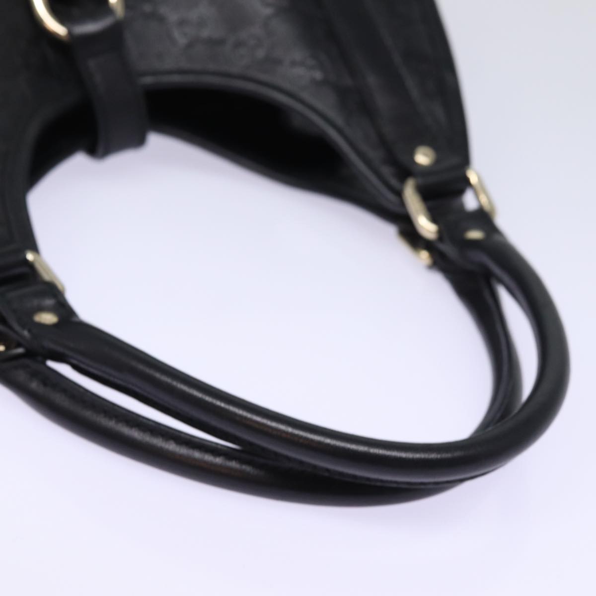 GUCCI Jackie GG Canvas Guccissima Hand Bag Black 203495 yk13098