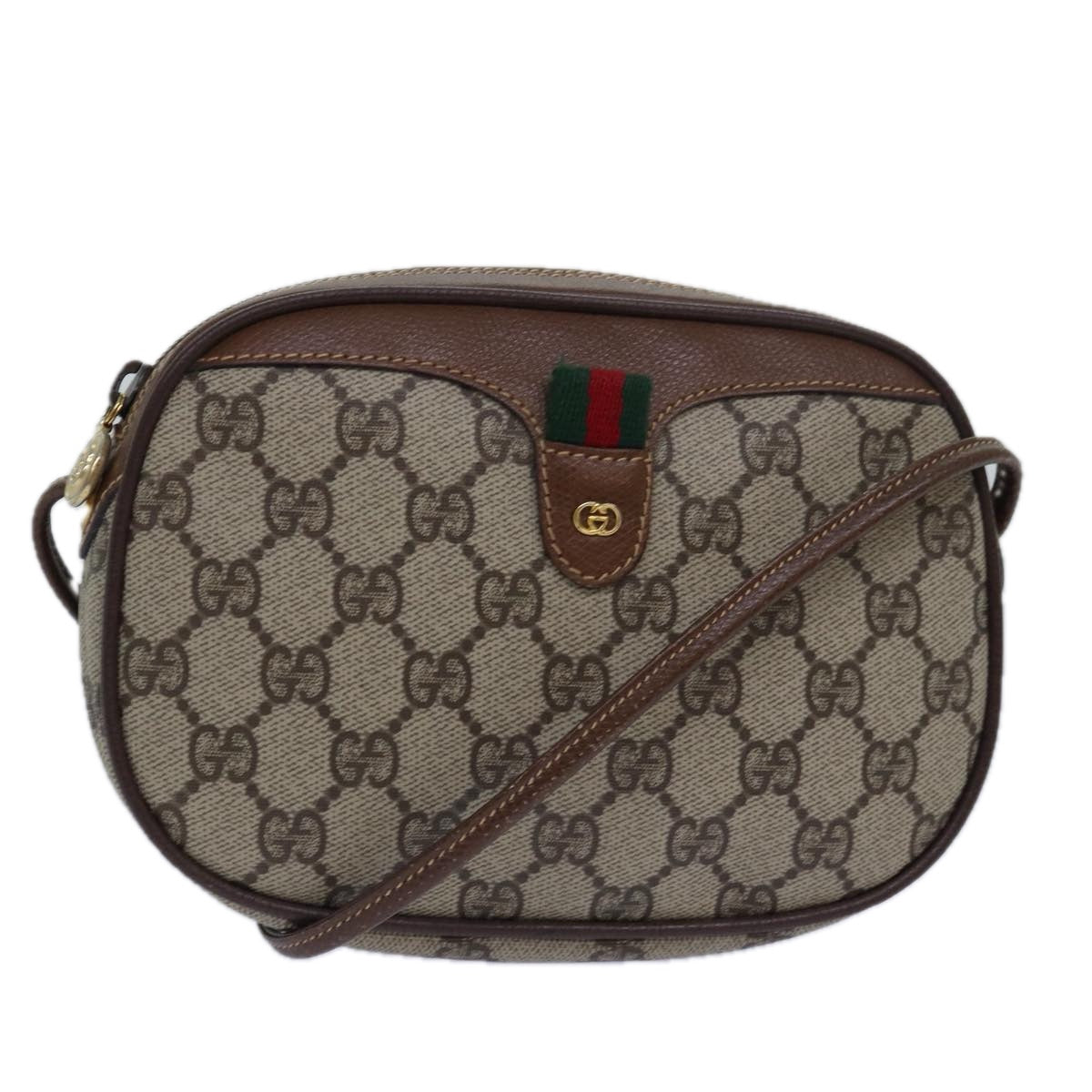 GUCCI GG Supreme Web Sherry Line Shoulder Bag PVC Beige 007 754 yk13102
