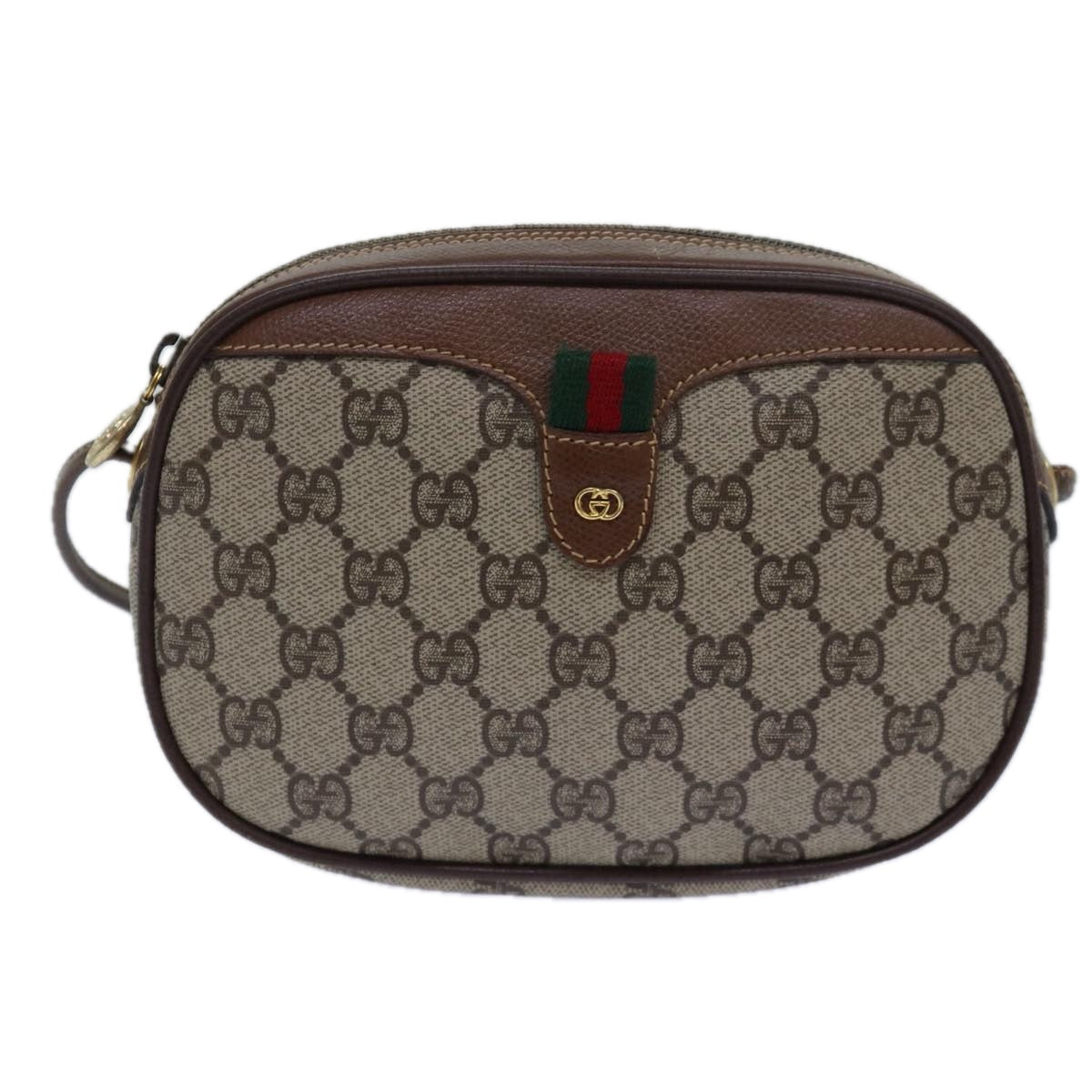 GUCCI GG Supreme Web Sherry Line Shoulder Bag PVC Beige 007 754 yk13102