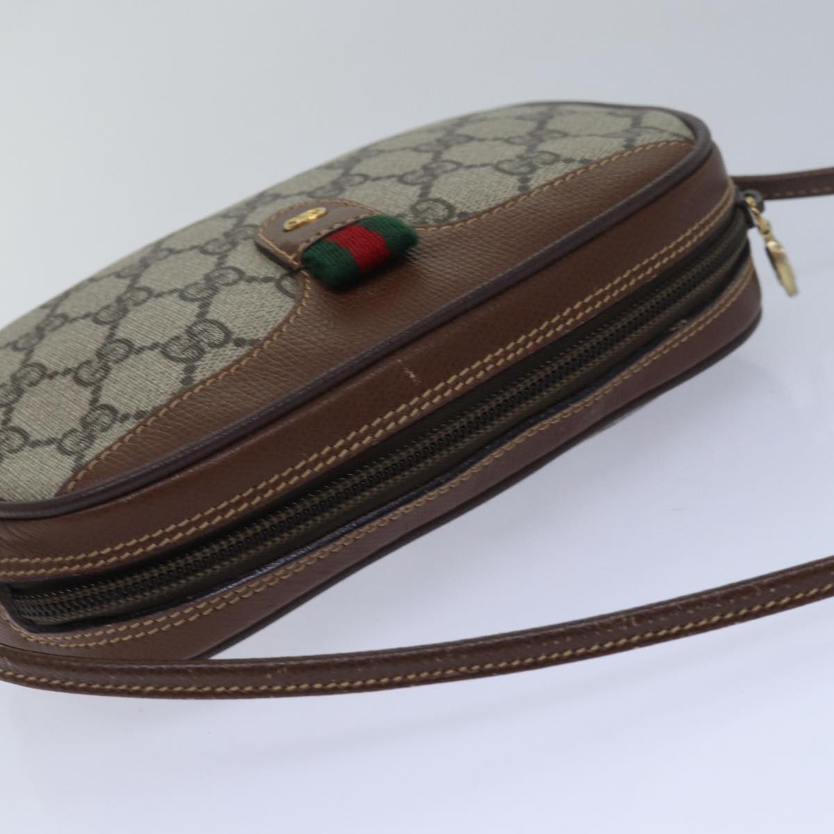 GUCCI GG Supreme Web Sherry Line Shoulder Bag PVC Beige 007 754 yk13102