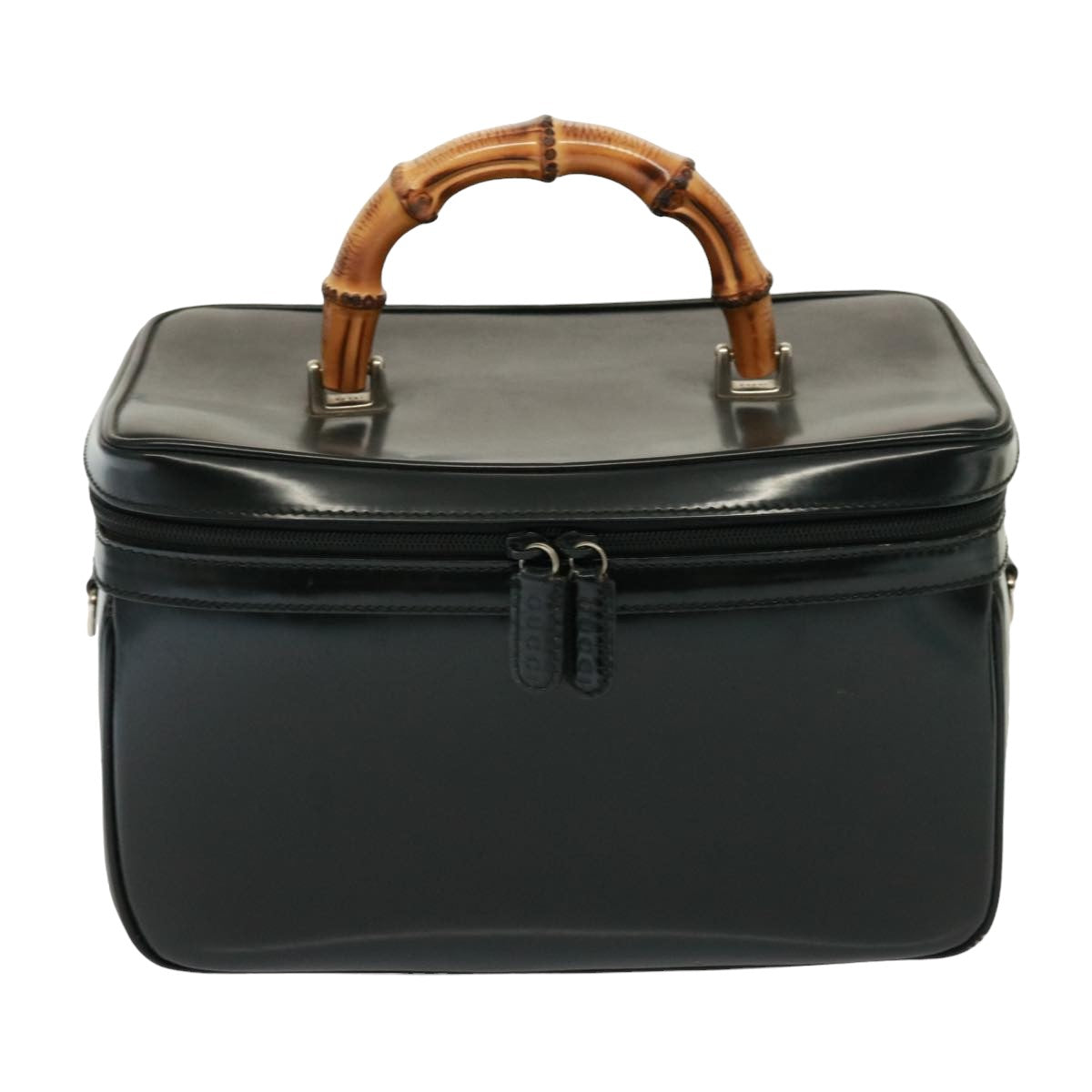 GUCCI Bamboo Vanity Hand Bag Enamel 2way Black 013 122 2491 yk13124