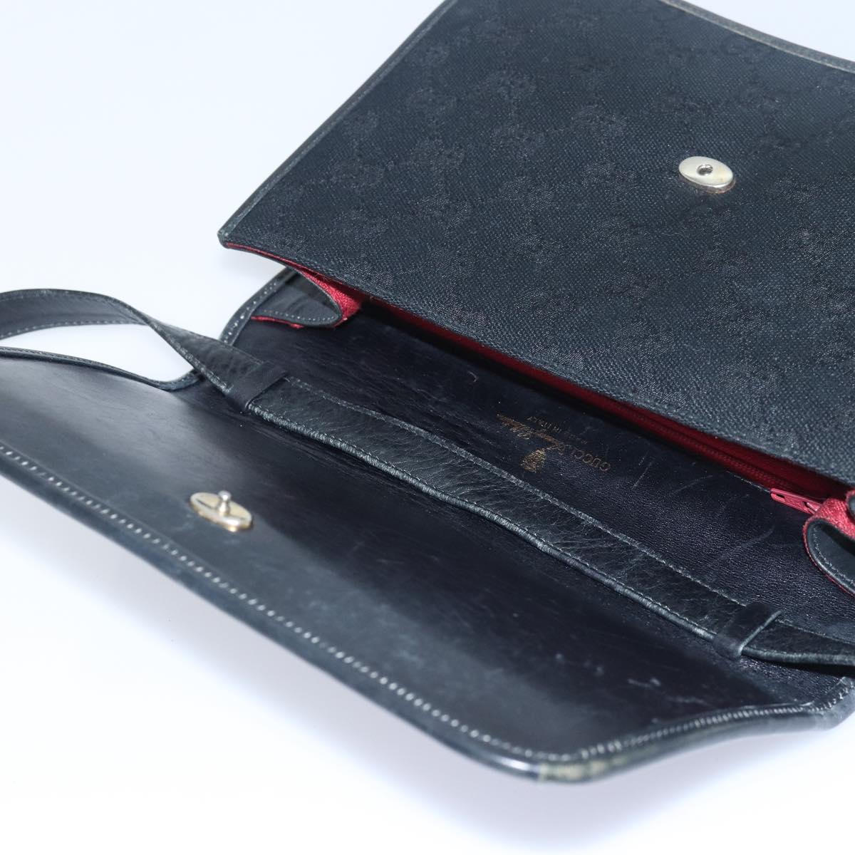 GUCCI GG Canvas Web Sherry Line Shoulder Bag Black Red Green yk13149