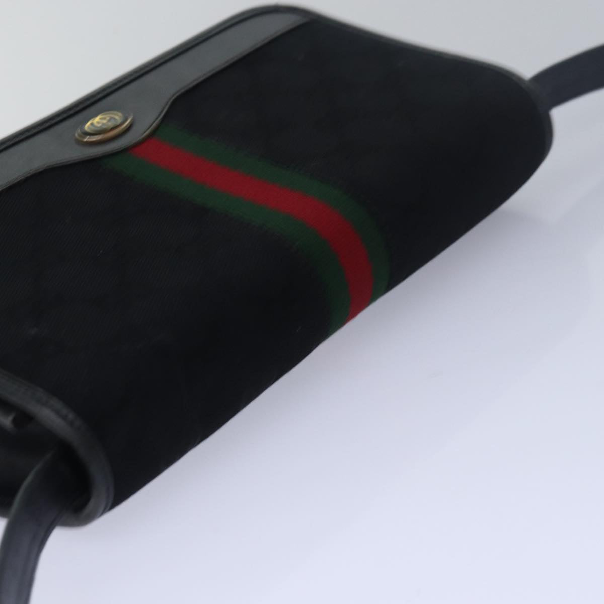 GUCCI GG Canvas Web Sherry Line Shoulder Bag Black Red Green yk13149