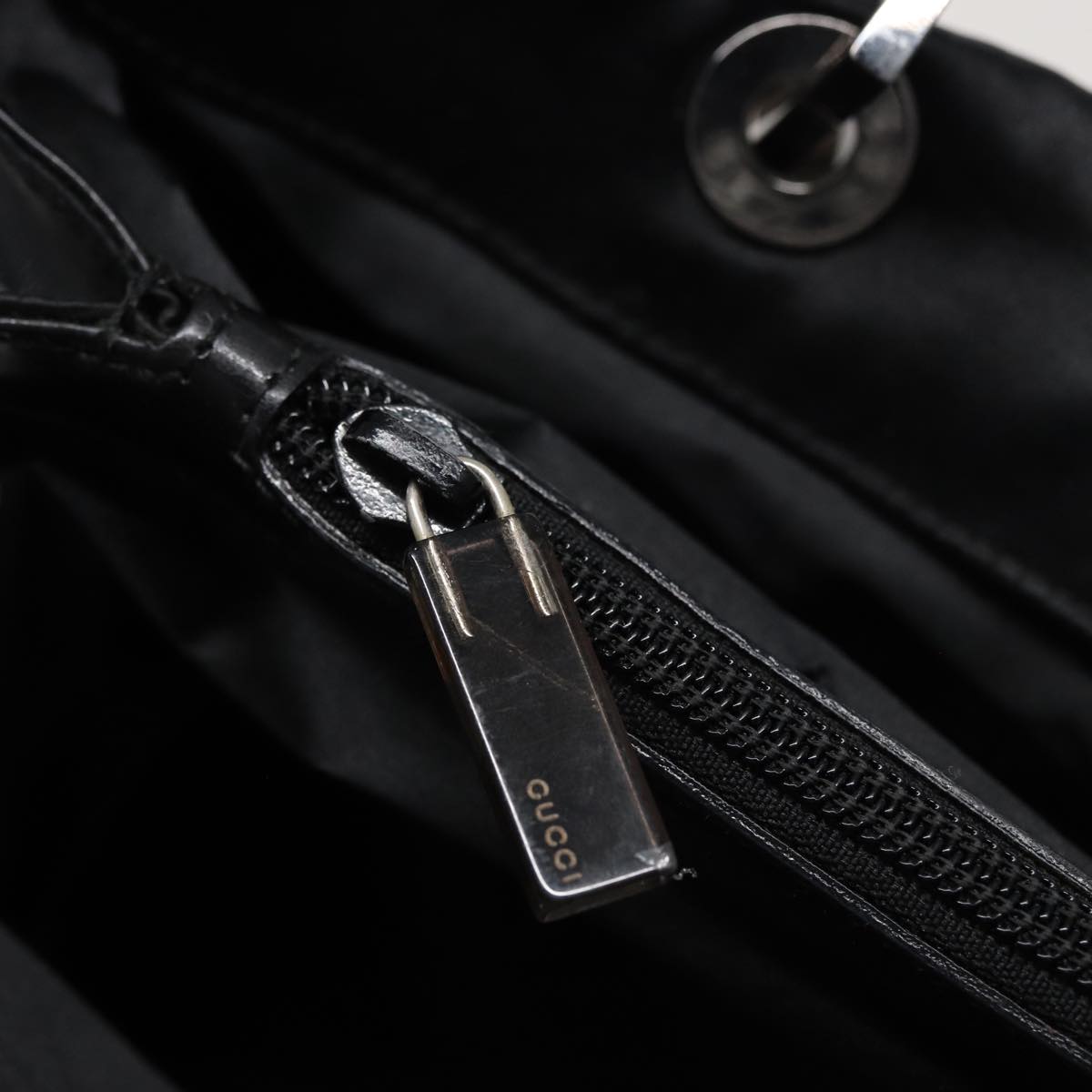 GUCCI Bamboo Hand Bag Satin Black 002 1010 002020 yk13177